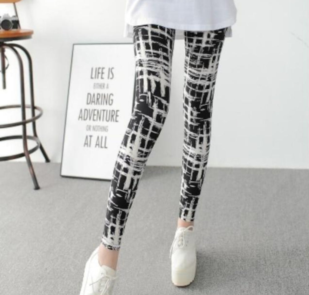 Black & White Splatter Buttery Soft Brushed Leggings