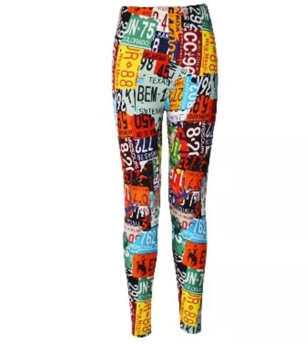 Colorful License Plate Buttery Soft Leggings