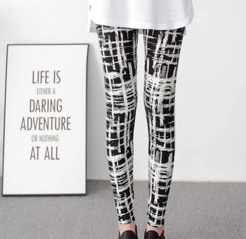 Black & White Splatter Buttery Soft Brushed Leggings