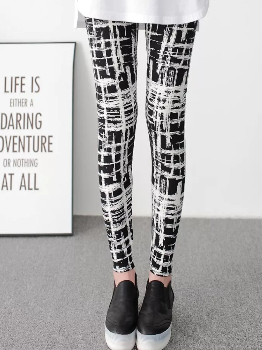 Black & White Splatter Buttery Soft Brushed Leggings