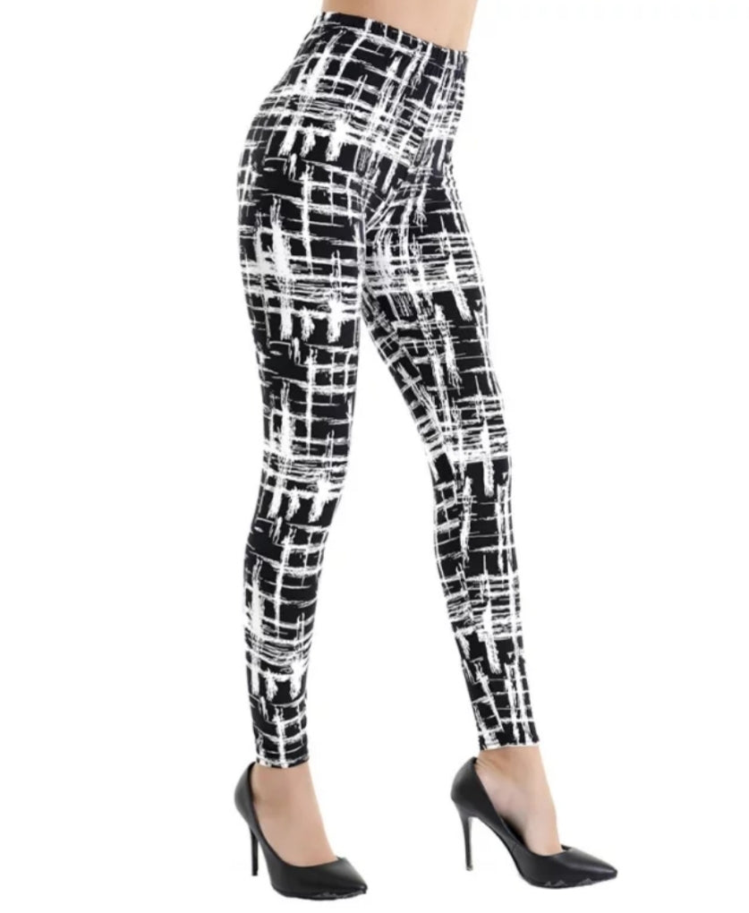 Black & White Splatter Buttery Soft Brushed Leggings