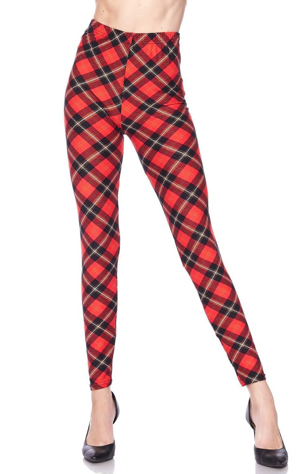 Buttery Soft Classic Red Plaid Leggings