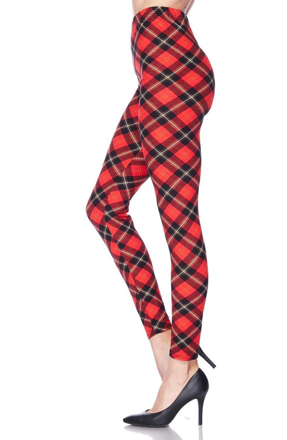 Buttery Soft Classic Red Plaid Leggings