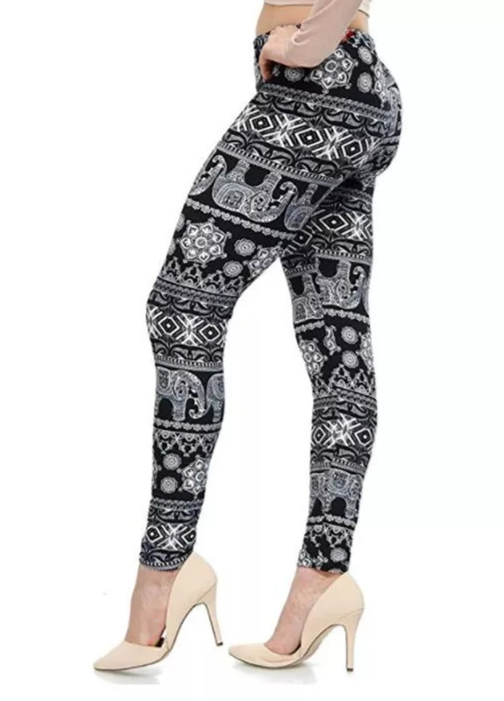 Black and White Elephant Super Soft Leggings