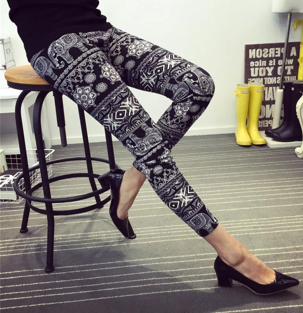 Black and White Elephant Super Soft Leggings