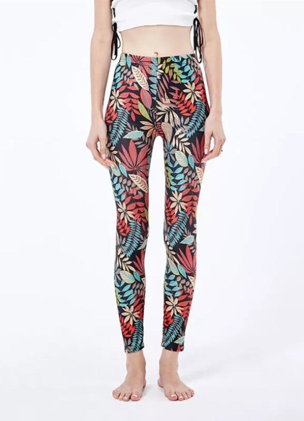 Colorful Leaf-printed Leggings