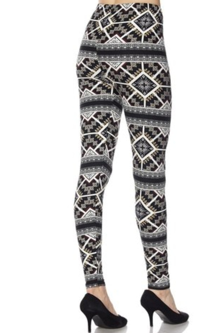 Charcoal Geometric Tribal Buttery Soft Brushed Leggings