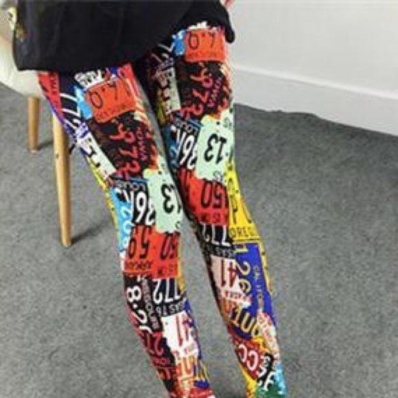 Colorful License Plate Buttery Soft Leggings