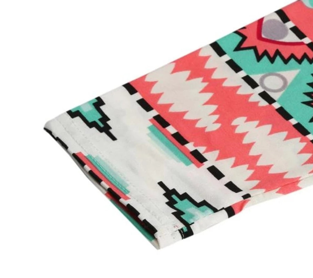 Pretty Turquoise & Coral Geometric Tribal Super Soft Leggings