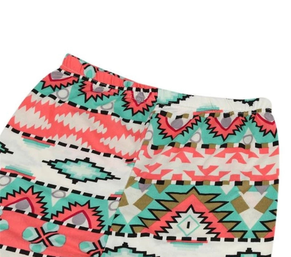 Pretty Turquoise & Coral Geometric Tribal Super Soft Leggings