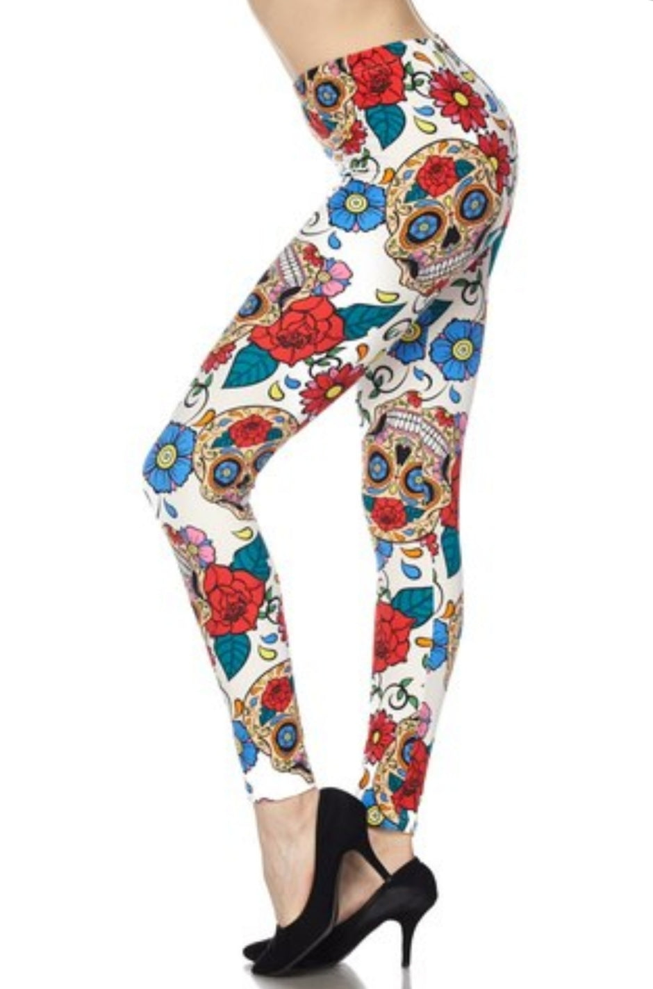 Dreamy Sugar Skulls Buttery Soft Brushed Leggings