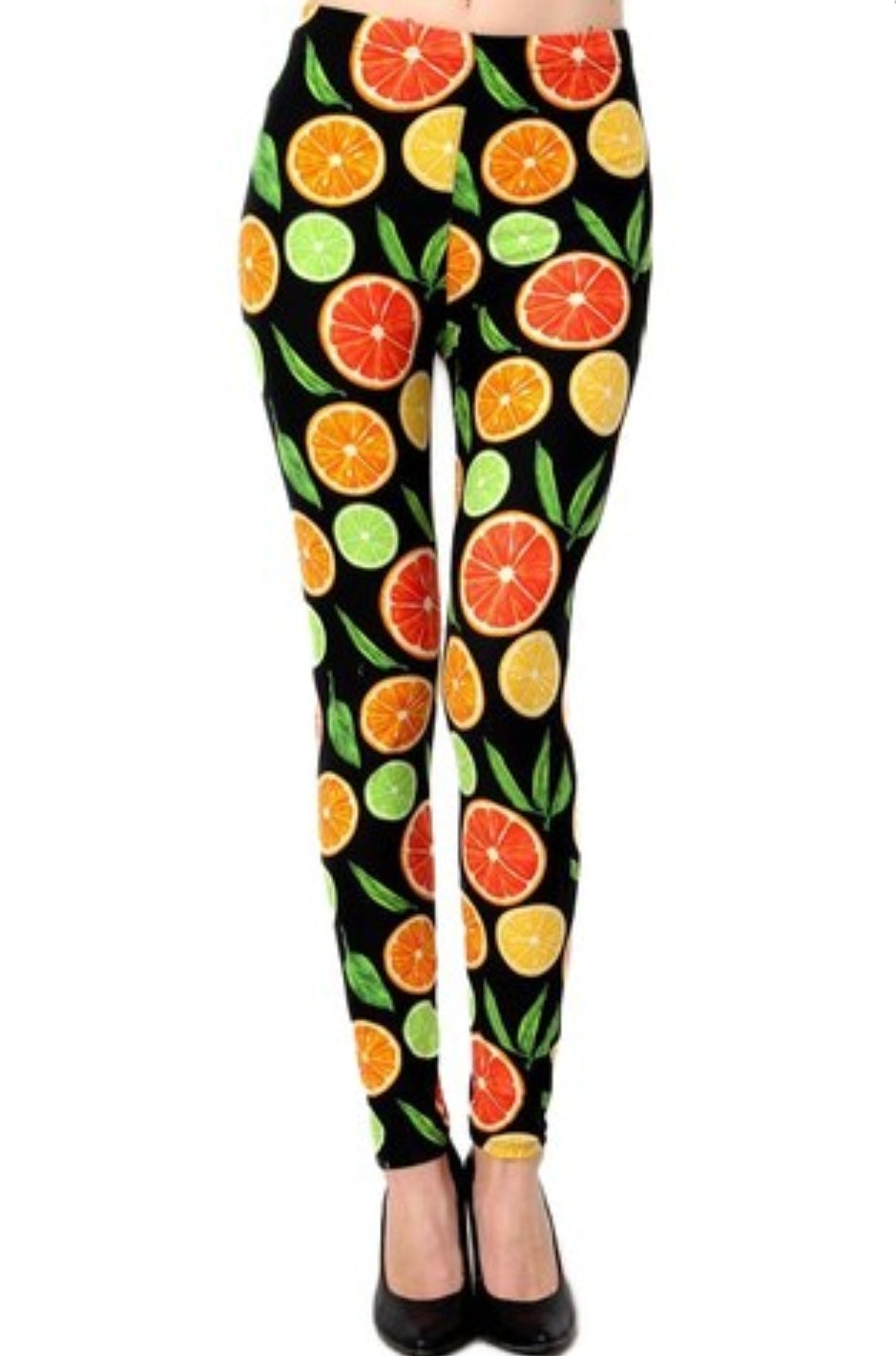 Citrus Fruits Buttery Soft Brushed Leggings