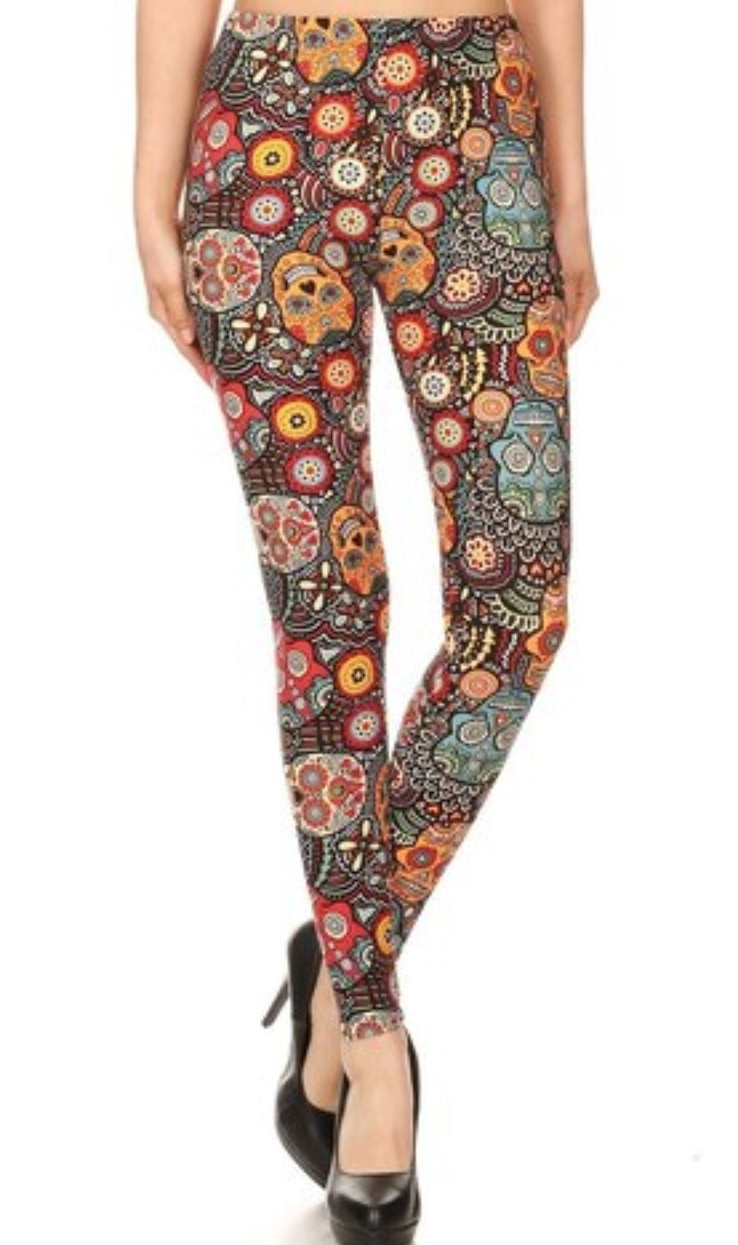 Mango Sugar Skull Super Soft Brushed Leggings