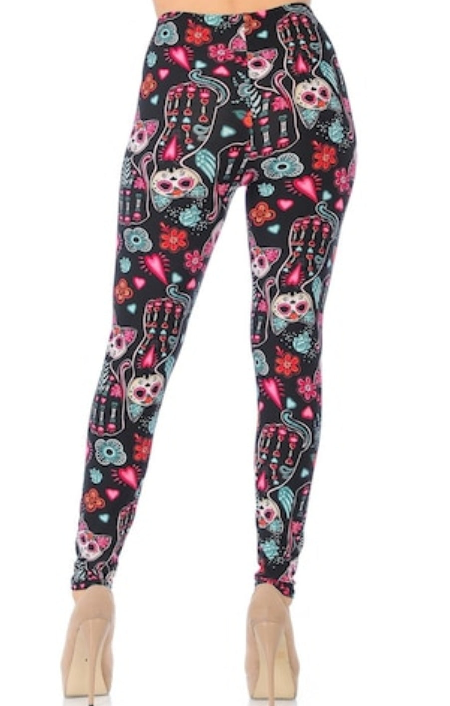 Kitty Cat Sugar Skull Buttery Soft Leggings