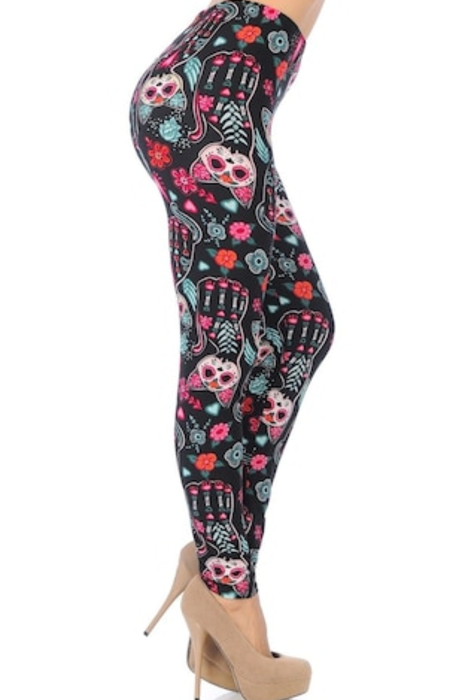 Kitty Cat Sugar Skull Buttery Soft Leggings