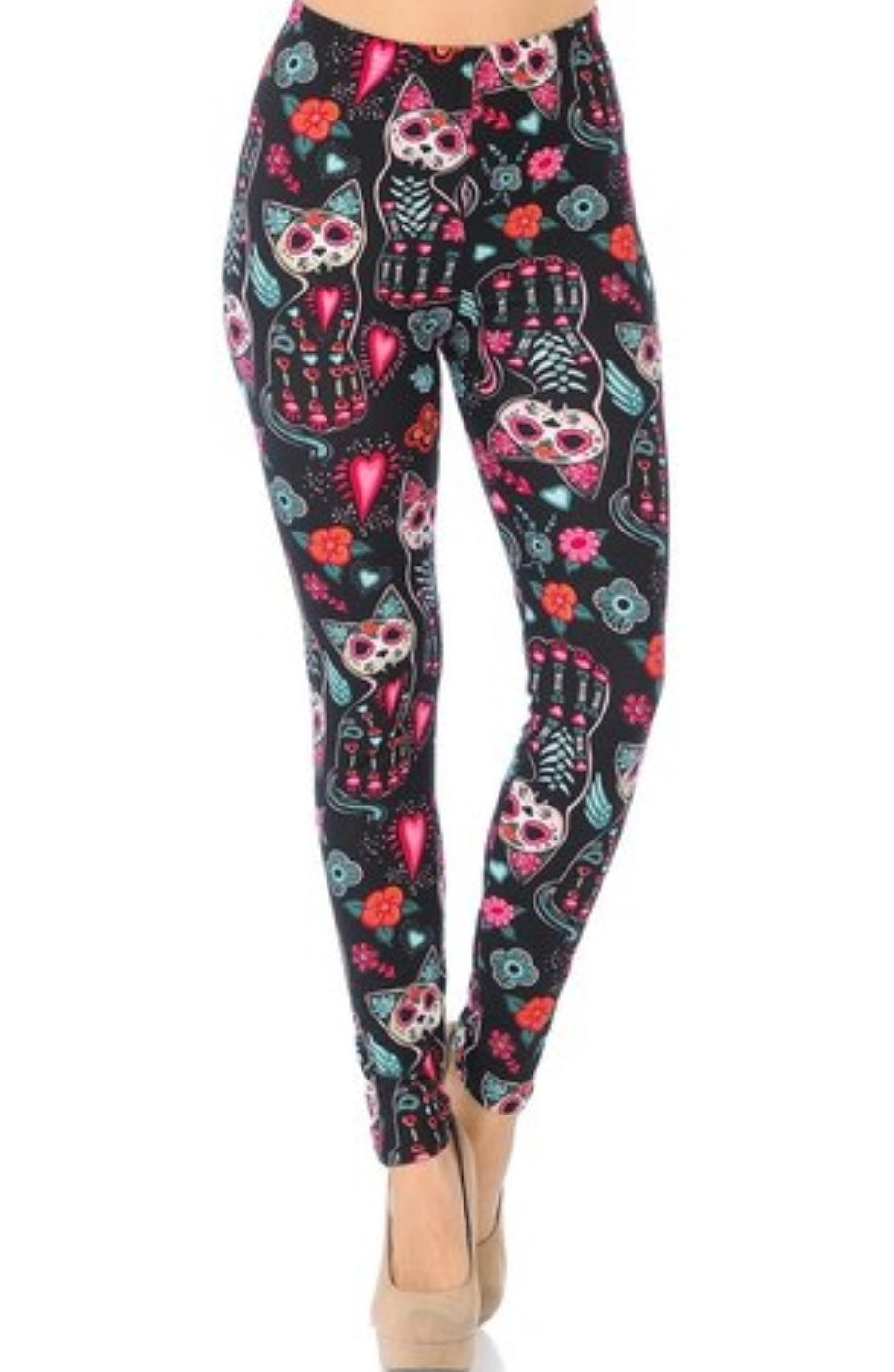 Kitty Cat Sugar Skull Buttery Soft Leggings