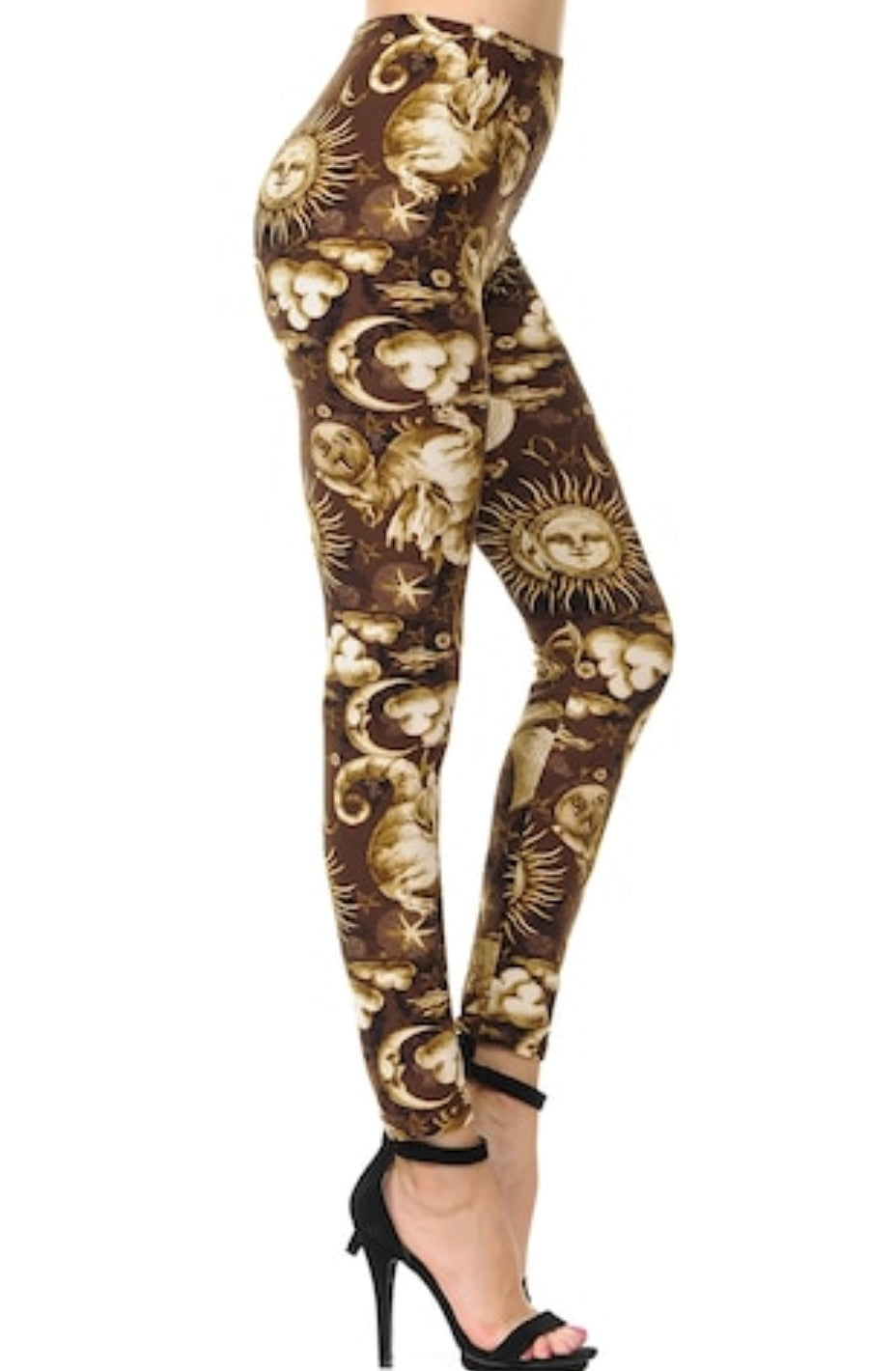 Steampunk Sun Moon Stars Super Soft Leggings