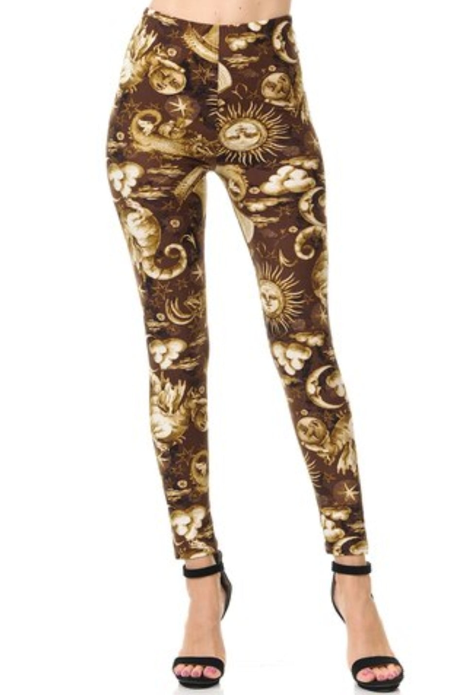 Steampunk Sun Moon Stars Super Soft Leggings