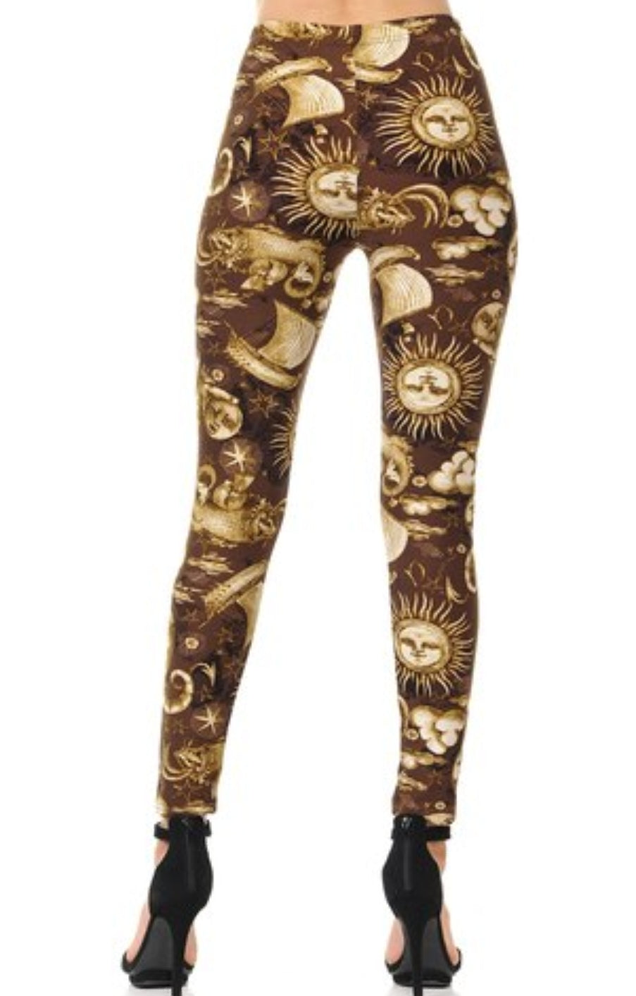 Steampunk Sun Moon Stars Super Soft Leggings