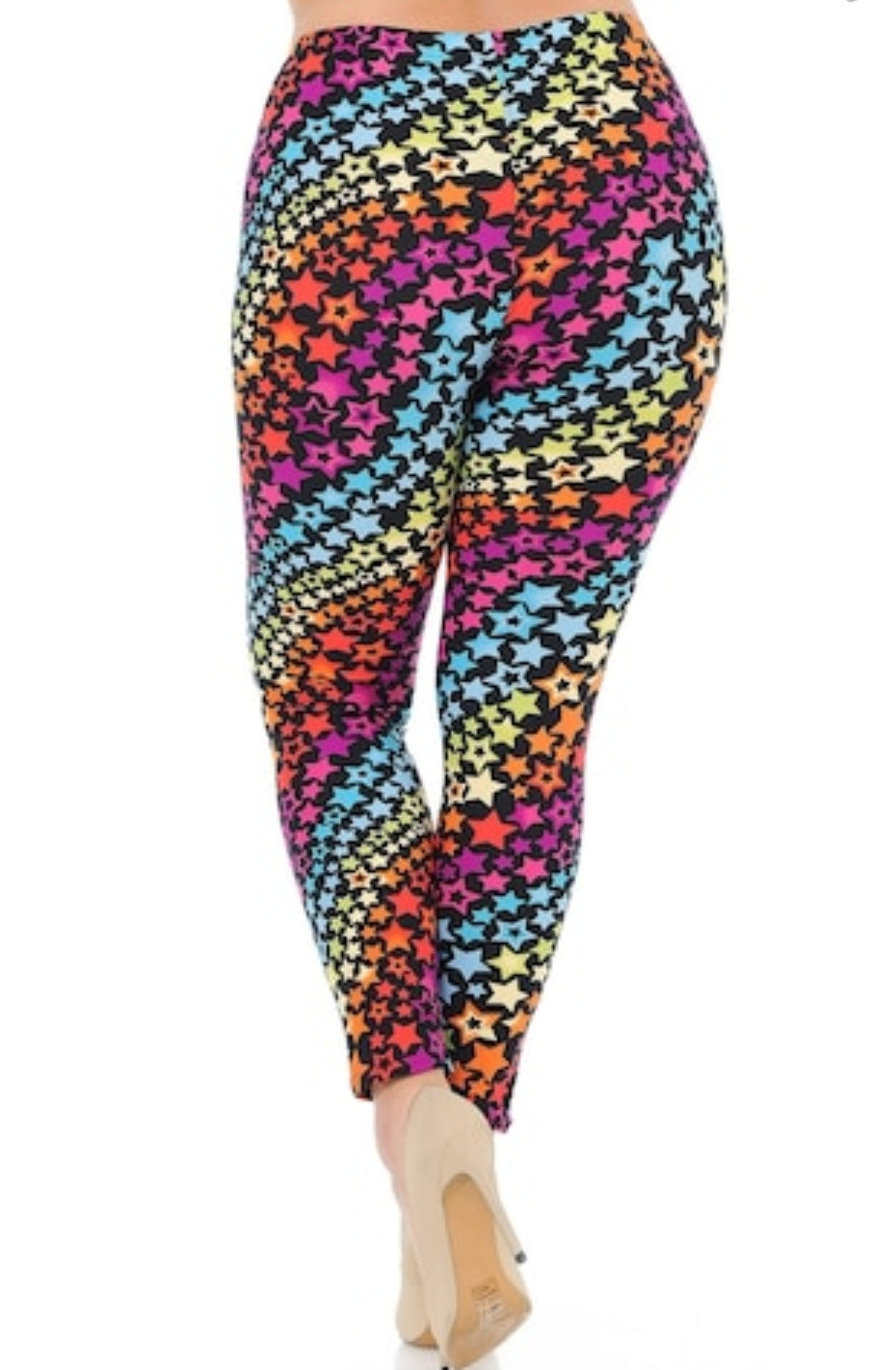 Flowing Rainbow Stars Buttery Soft Brushed Leggings